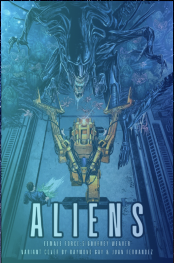 Signed by Raymond Gay. Female Force: Sigourney Weaver Aliens Akira Homage Secret Drop Blue Rainbow Foil LTD 25