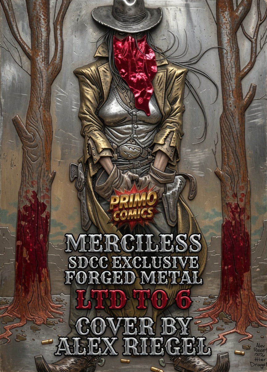 SDCC PRIMO COMICS ABSOLUTELY MERCILESS EXCLUSIVE BY ALEX RIEGEL FORGED MEATL LTD 6